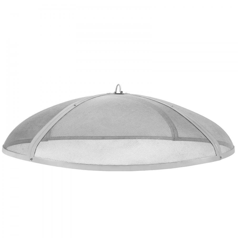 VEVOR Fire Pit Spark Screen Round 40", Reinforced Heavy Duty Steel Metal Cover, Outdoor Firepit Lid, Easy-Opening Top Screen Covers Round with Ring Handle for Outdoor Patio Fire Pits Backyard 