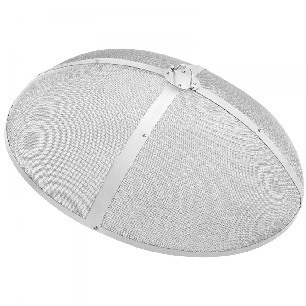VEVOR Fire Pit Spark Screen Round 40", Reinforced Heavy Duty Steel Metal Cover, Outdoor Firepit Lid, Easy-Opening Top Screen Covers Round with Ring Handle for Outdoor Patio Fire Pits Backyard 