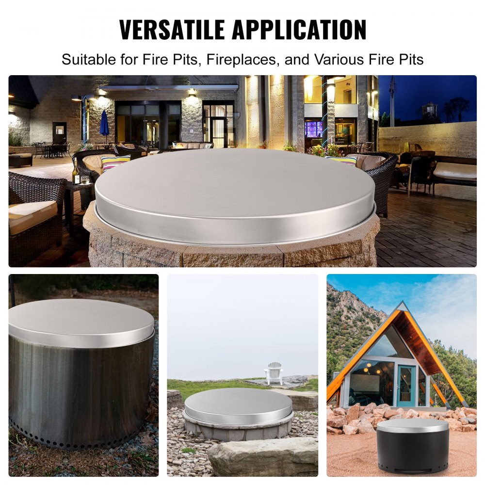 VEVOR Fire Pit Cover Lid, 20" Portable Firepit Spark Screen,Stainless Steel Steel Metal Cover, Easy-Opening Outdoor Wood Burning and Camping Stove Accessory, for Outdoor Patio Fire Pits Backyard 