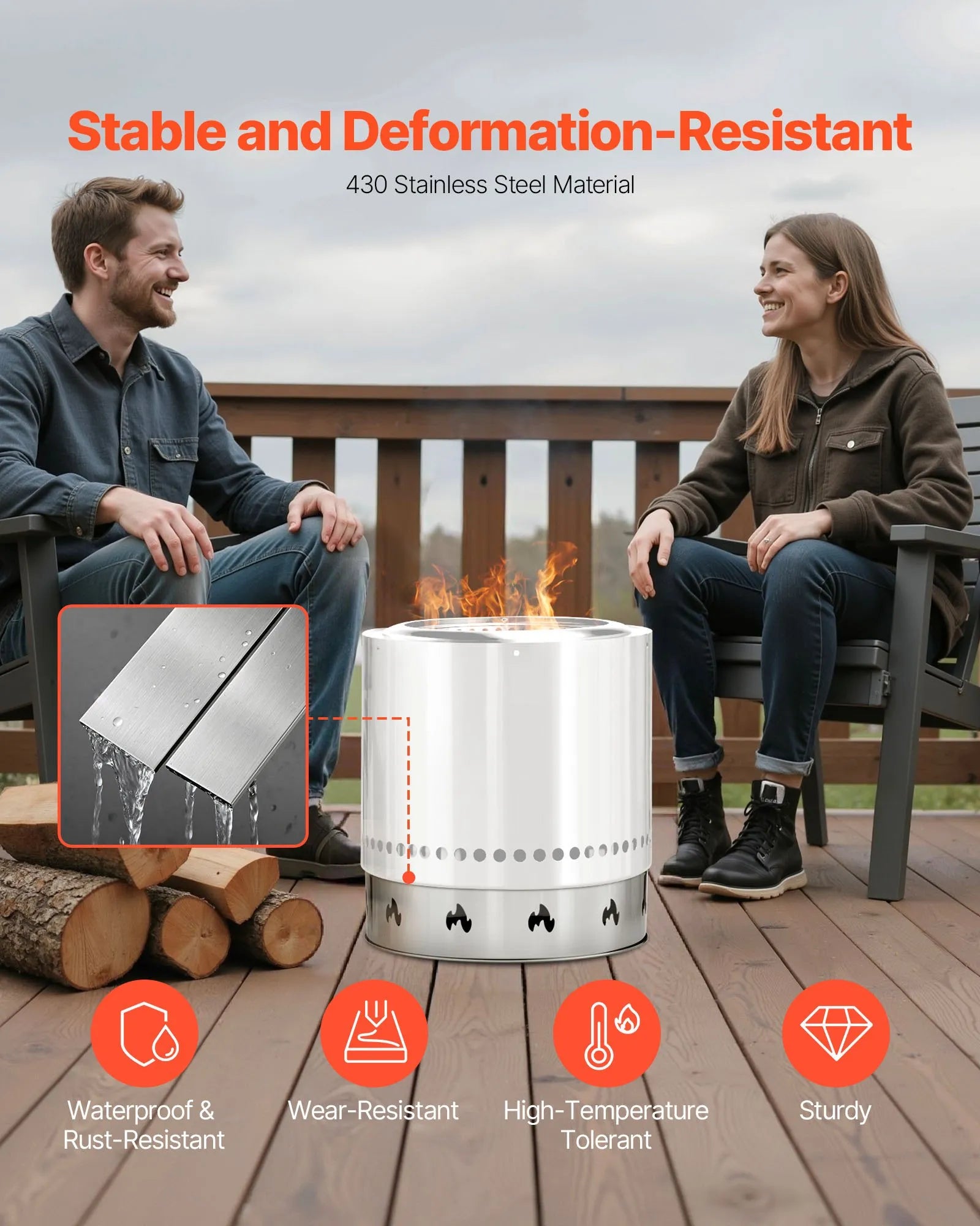 VEVOR Fire Pit Stand for Solo Stove Bonfire 19.5 Inch Smokeless Fire Pit Ring