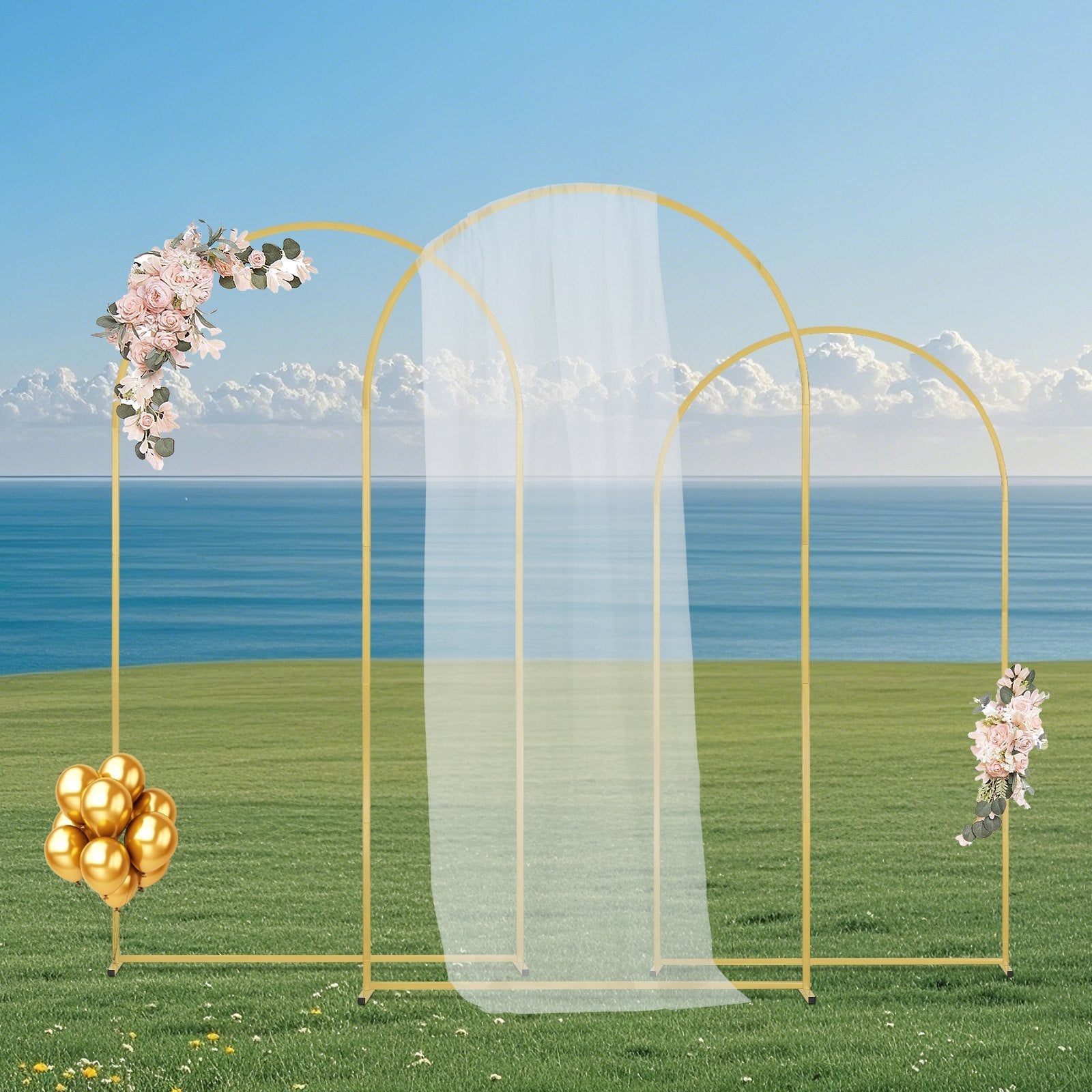 VEVOR Metal Arch Backdrop Stand Set of 3 Stand with Case Connection for Wedding 