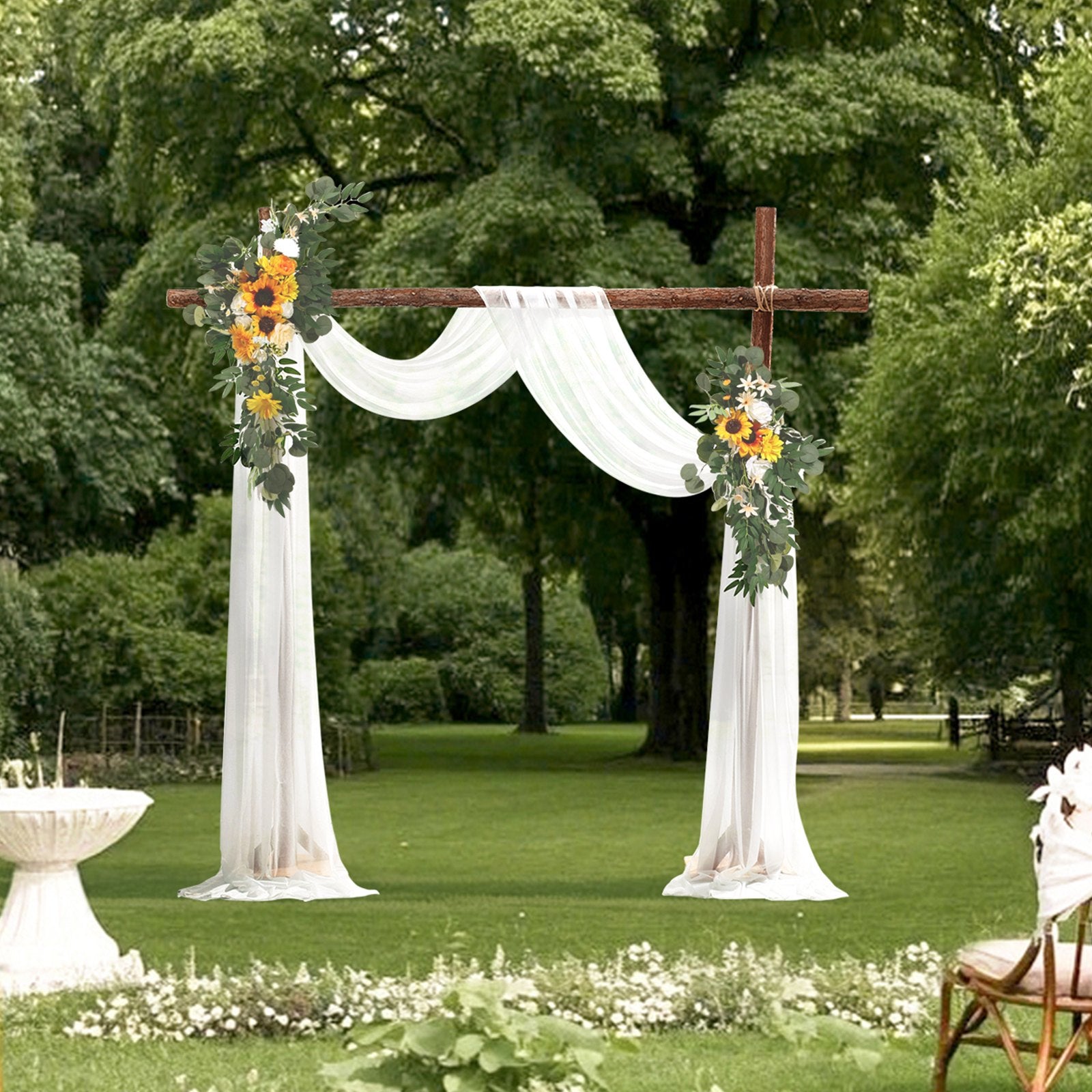 VEVOR Artificial Wedding Arch Flowers Kit Yellow With 2 Pcs Flowers 1 Pcs Drapes 