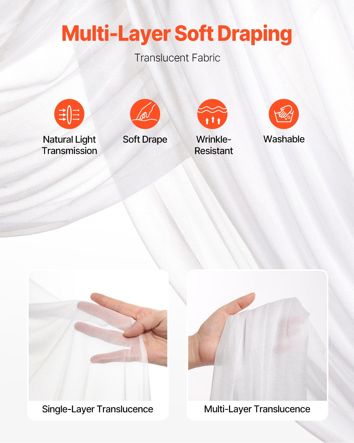 VEVOR Artificial Wedding Arch Flowers Kit White With 2 Pcs Flowers 2 Pcs Drapes 