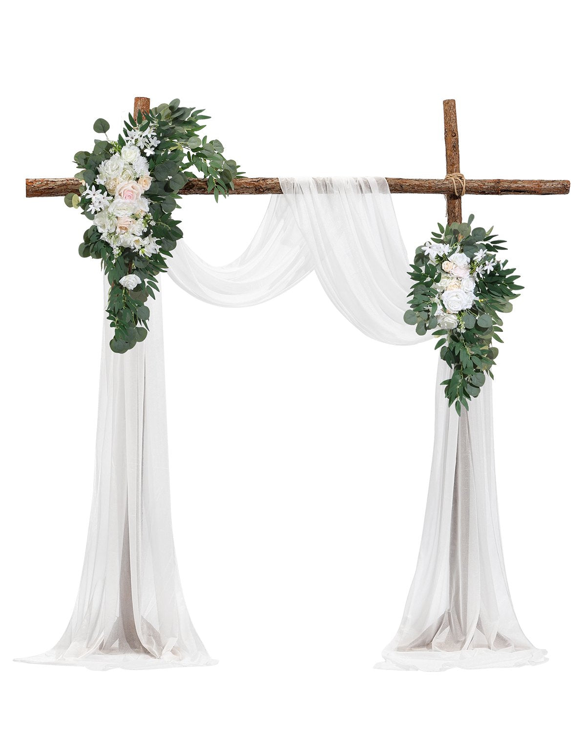 VEVOR Artificial Wedding Arch Flowers Kit White With 2 Pcs Flowers 2 Pcs Drapes 