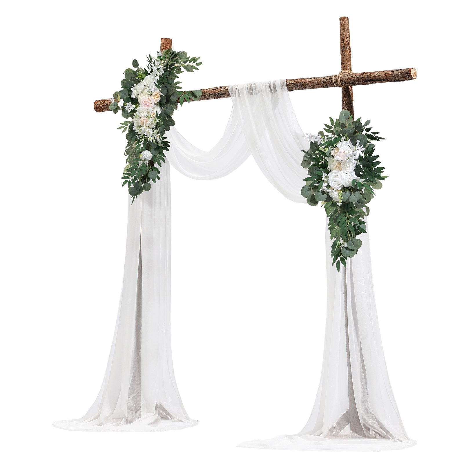 VEVOR Artificial Wedding Arch Flowers Kit White With 2 Pcs Flowers 2 Pcs Drapes 