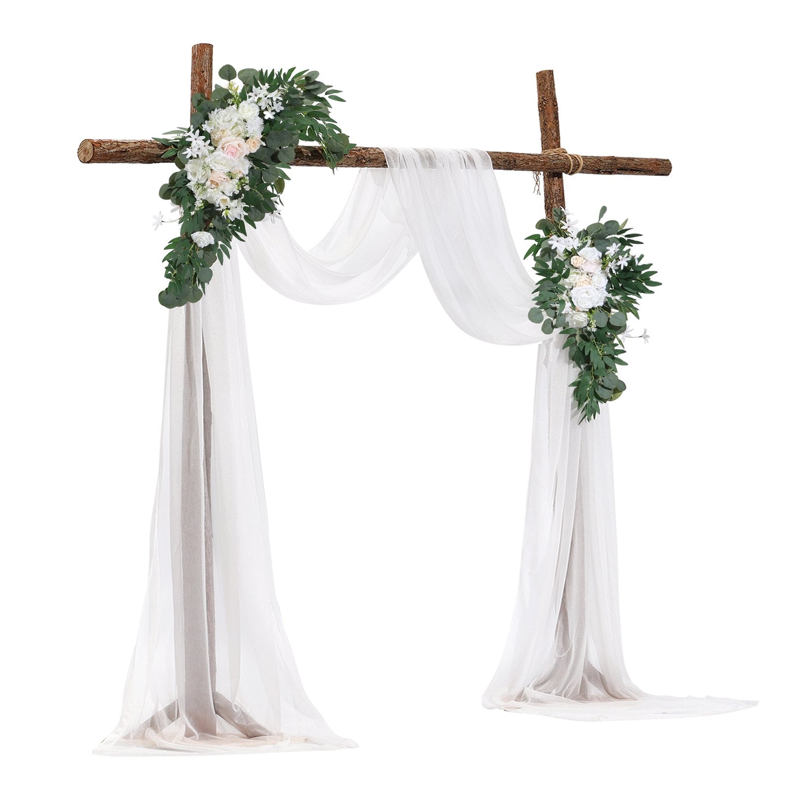 VEVOR Artificial Wedding Arch Flowers Kit White With 2 Pcs Flowers 2 Pcs Drapes 