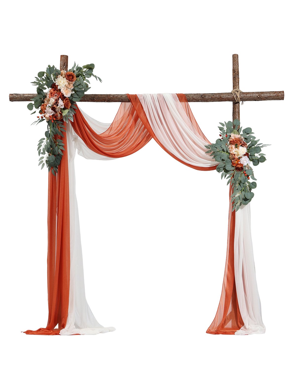 VEVOR Artificial Wedding Arch Flowers Kit Orange With 2 Pcs Flowers 2 Pcs Drapes 