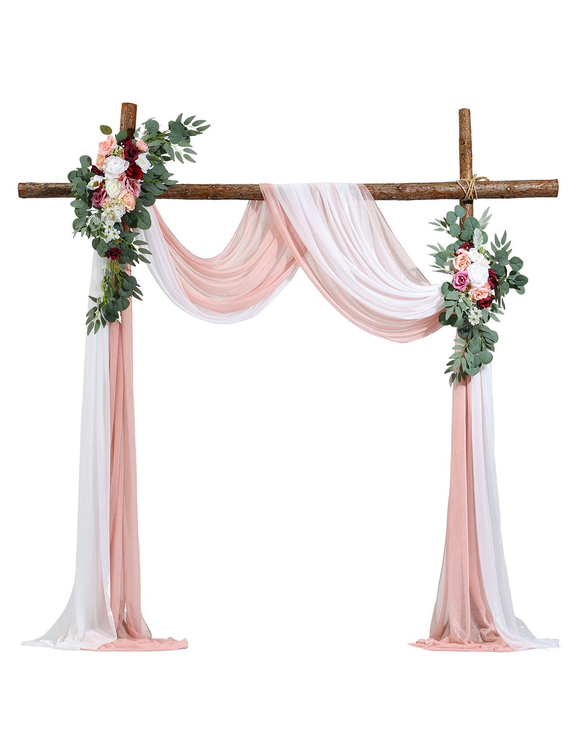VEVOR Artificial Wedding Arch Flowers Kit Pink With 2 Pcs Flowers 2 Pcs Drapes 