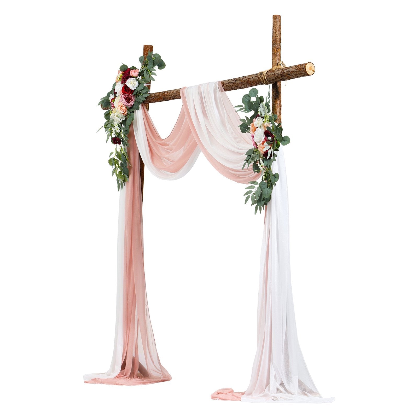 VEVOR Artificial Wedding Arch Flowers Kit Pink With 2 Pcs Flowers 2 Pcs Drapes 