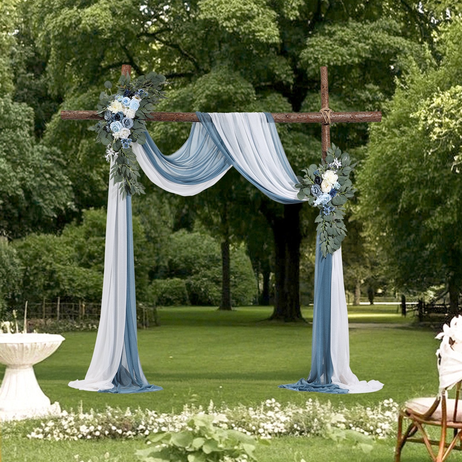VEVOR Artificial Wedding Arch Flowers Kit Blue With 2 Pcs Flowers 2 Pcs Drapes 