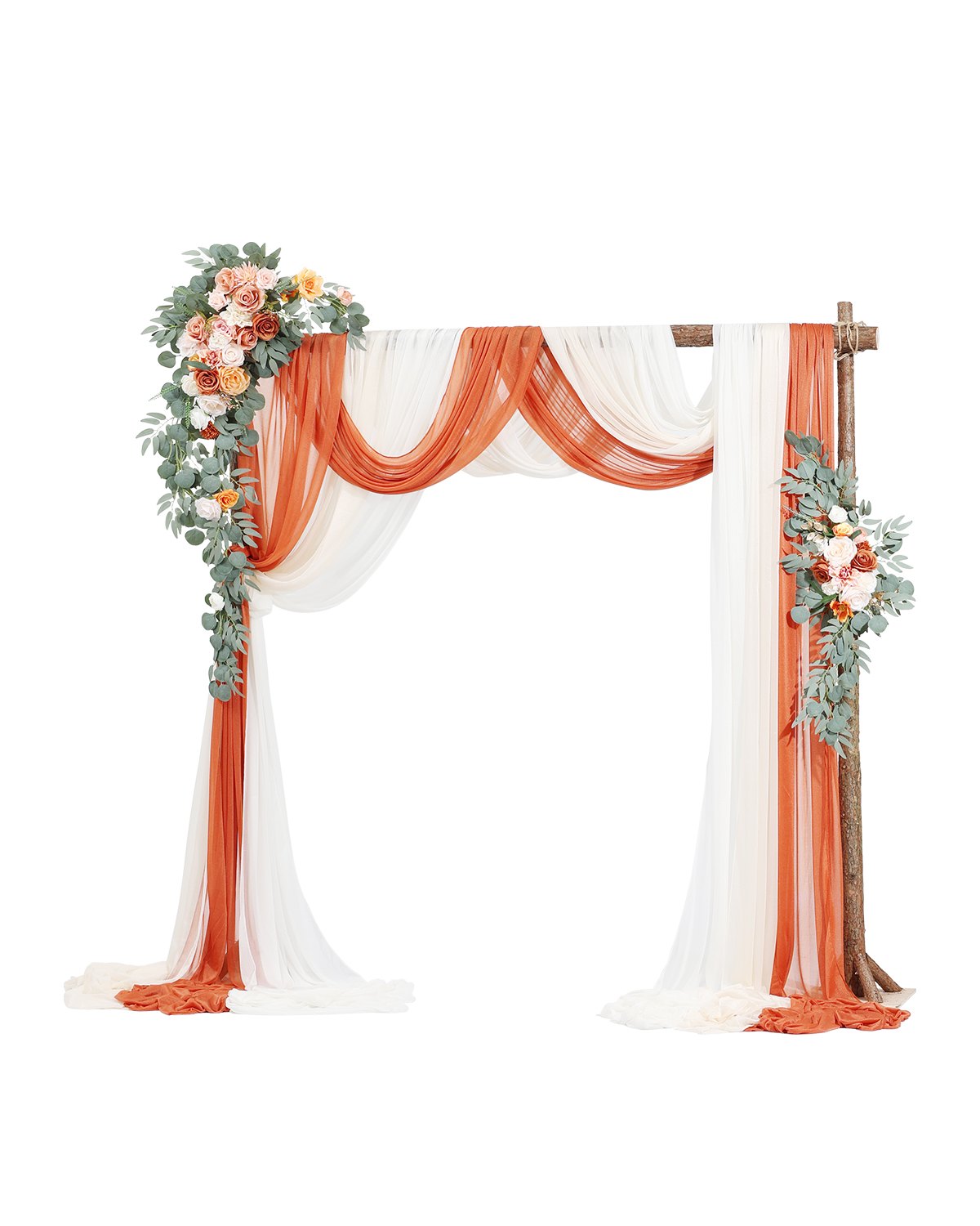 VEVOR Artificial Wedding Arch Flowers Kit Orange With 2 Pcs Flowers 3 Pcs Drapes 