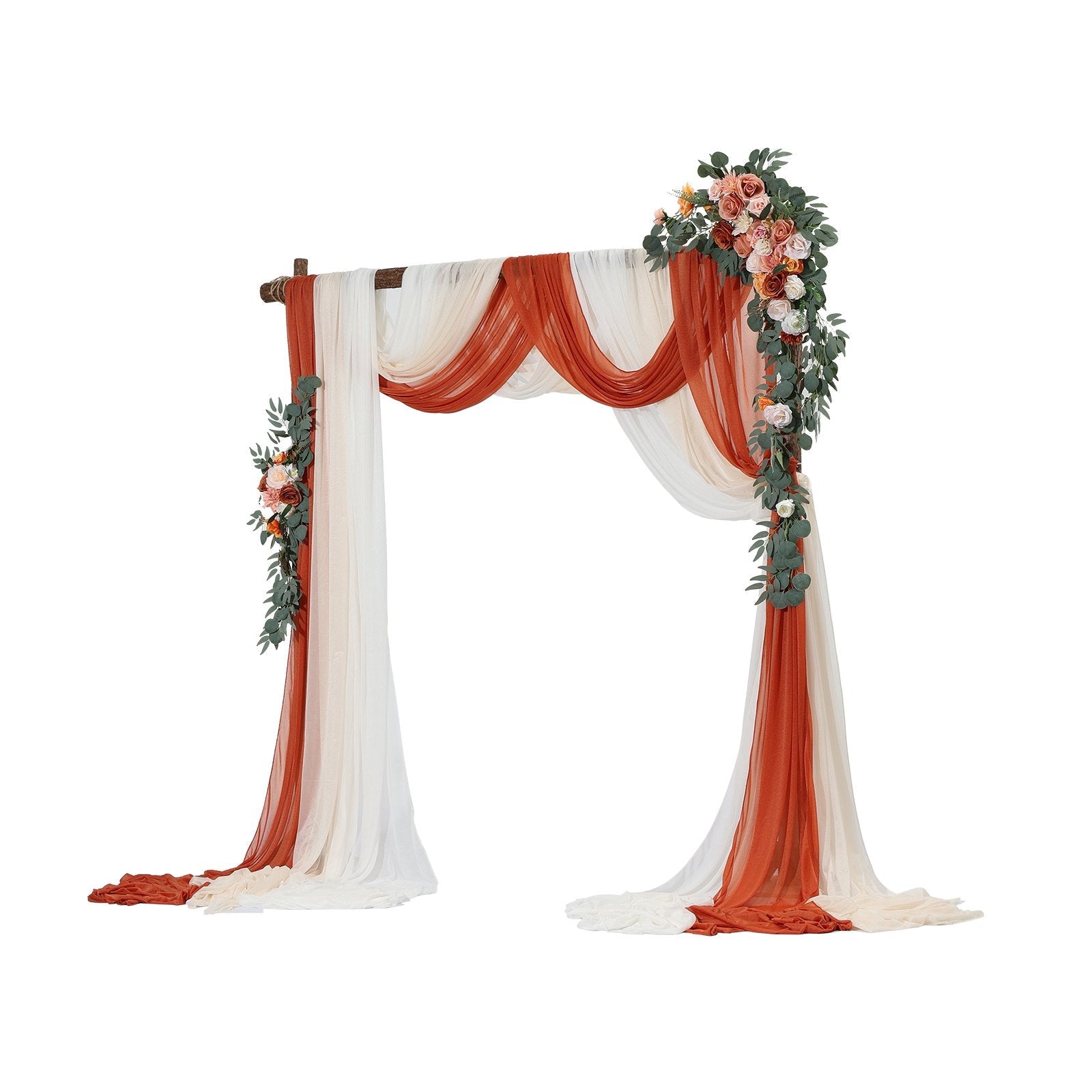 VEVOR Artificial Wedding Arch Flowers Kit Orange With 2 Pcs Flowers 3 Pcs Drapes 