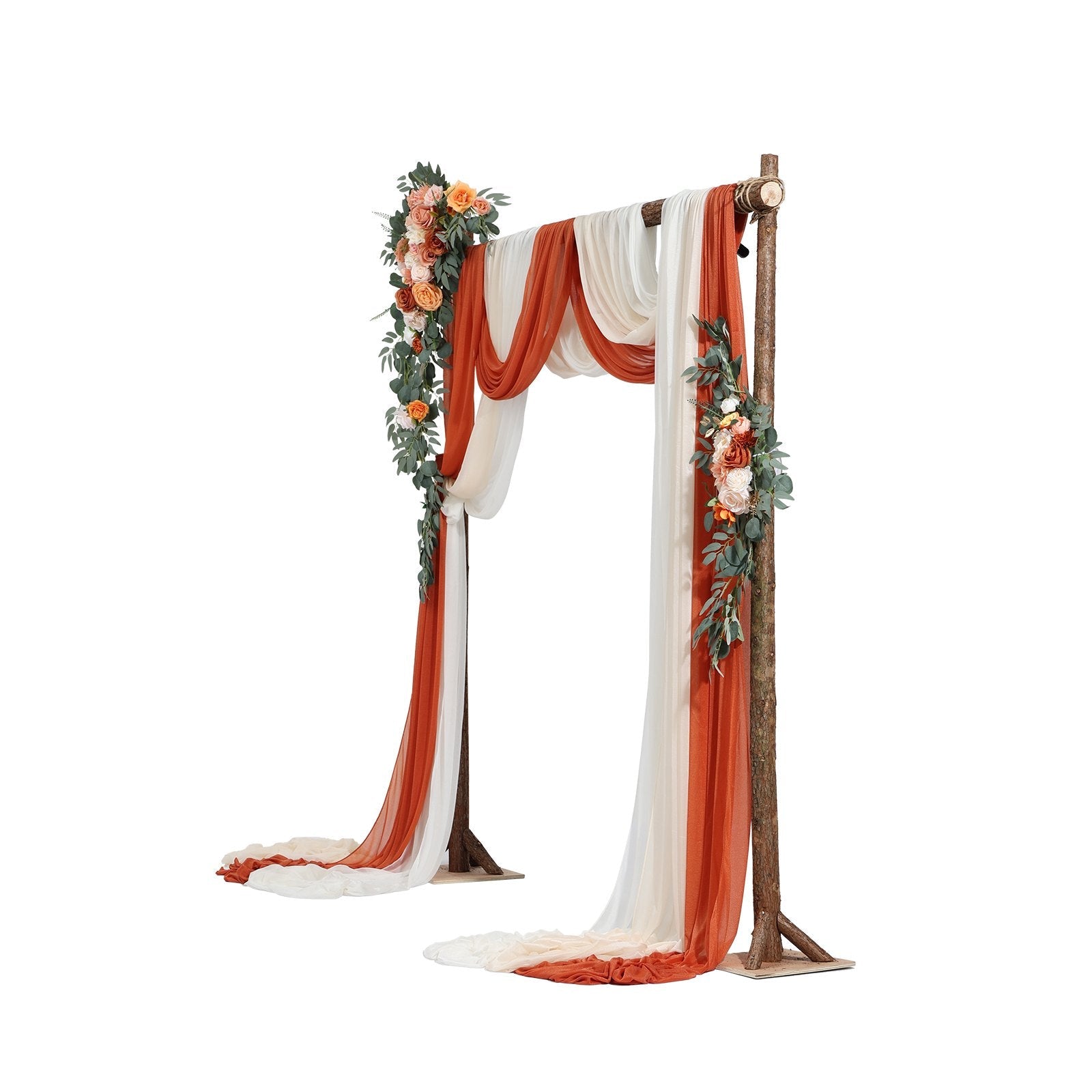 VEVOR Artificial Wedding Arch Flowers Kit Orange With 2 Pcs Flowers 3 Pcs Drapes 