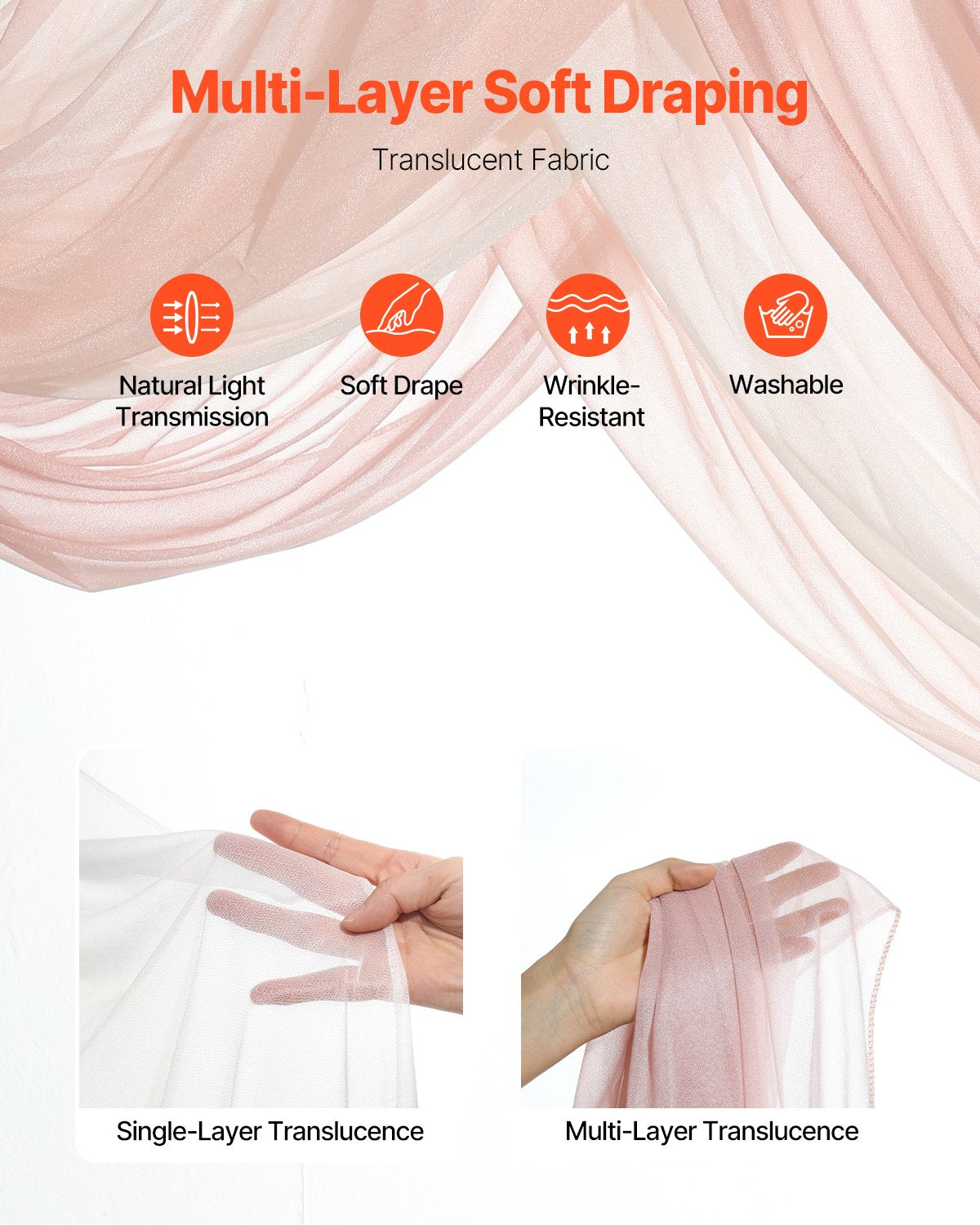 VEVOR Artificial Wedding Arch Flowers Kit Pink With 2 Pcs Flowers 3 Pcs Drapes 