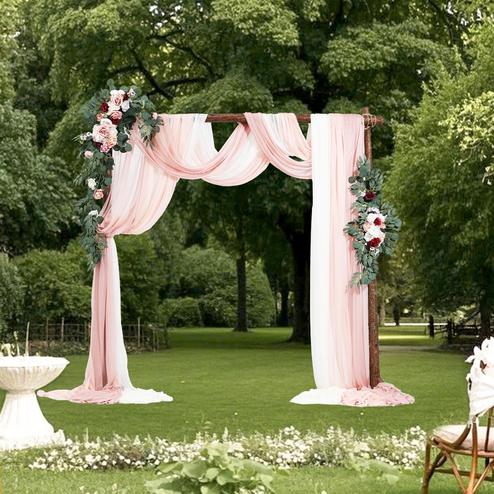 VEVOR Artificial Wedding Arch Flowers Kit Pink With 2 Pcs Flowers 3 Pcs Drapes 