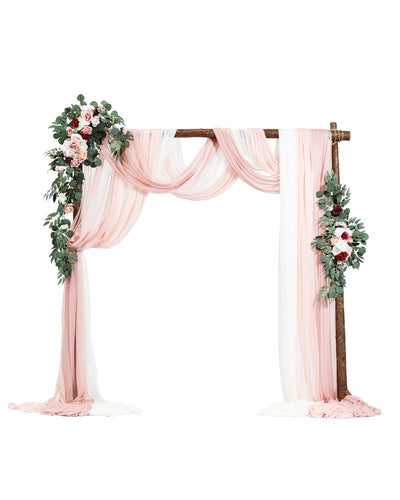 VEVOR Artificial Wedding Arch Flowers Kit Pink With 2 Pcs Flowers 3 Pcs Drapes 