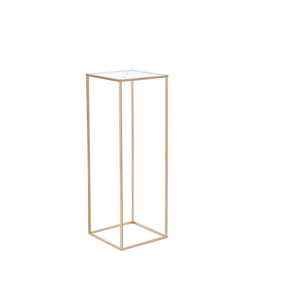 VEVOR 2PCS 31.5inch/80cm High Wedding Flower Stand, With Acrylic Laminate,Metal Vase Column Geometric Centerpiece Stands, Gold Rectangular Floral Display Rack for Events Reception, Party Decoration 