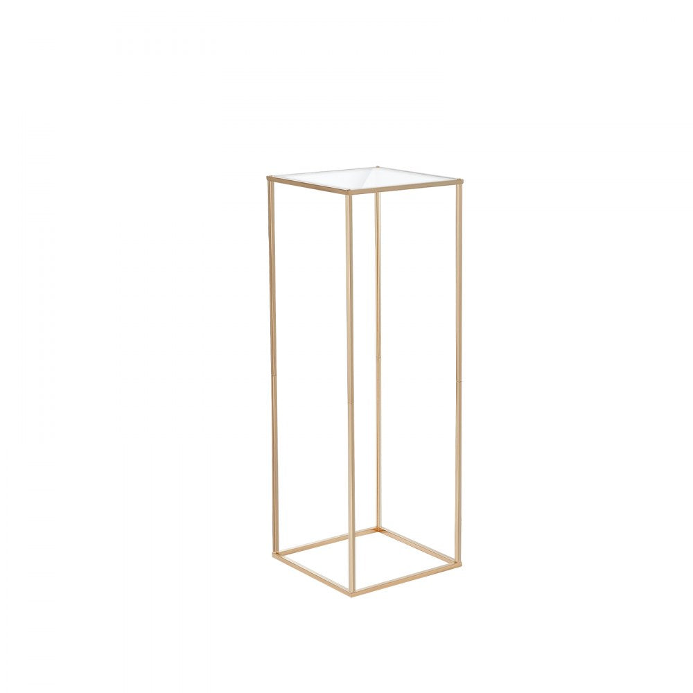 VEVOR 2PCS 31.5inch/80cm High Wedding Flower Stand, With Acrylic Laminate,Metal Vase Column Geometric Centerpiece Stands, Gold Rectangular Floral Display Rack for Events Reception, Party Decoration 