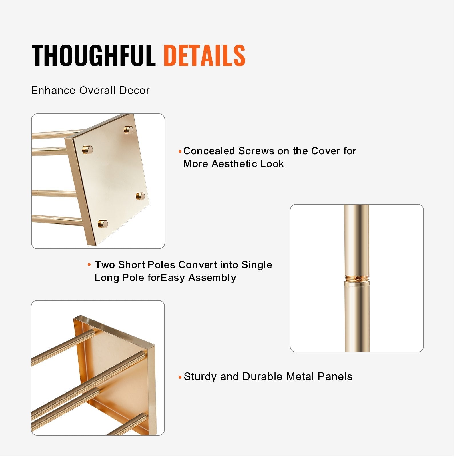 VEVOR 4PCS Gold Metal Column Wedding Flower Stand, 31.5inch/80cm High With Metal Laminate, Vase Geometric Centerpiece Stands, Cylindrical Floral Display Rack for Events Reception, Party Road Leads 