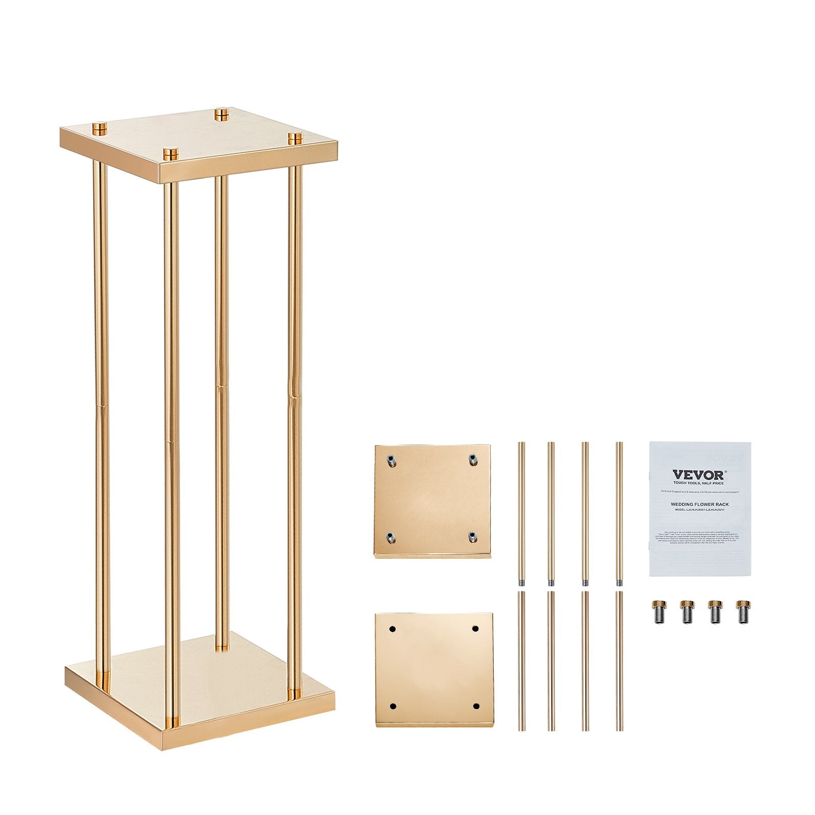 VEVOR 4PCS Gold Metal Column Wedding Flower Stand, 31.5inch/80cm High With Metal Laminate, Vase Geometric Centerpiece Stands, Cylindrical Floral Display Rack for Events Reception, Party Road Leads 
