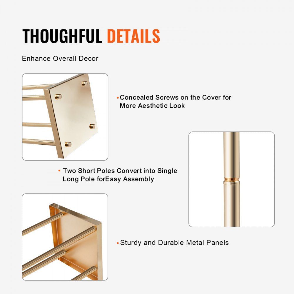 VEVOR 4PCS Gold Metal Column Wedding Flower Stand, 23.6inch /60cm High With Metal Laminate, Vase Geometric Centerpiece Stands, Cylindrical Floral Display Rack for Events Reception, Party Road Leads 