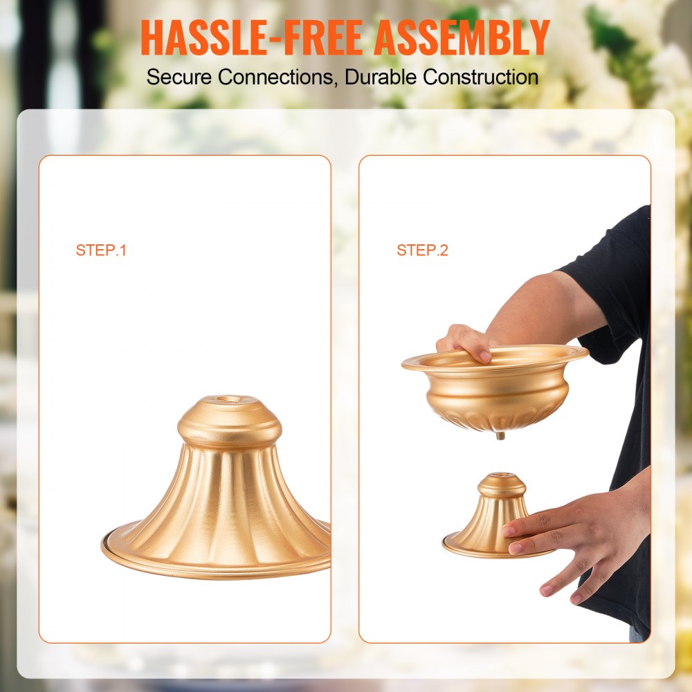 VEVOR 10PCS 16cm/6.3” Wedding Flower Vase Metal Gold Floral Stand for Table 