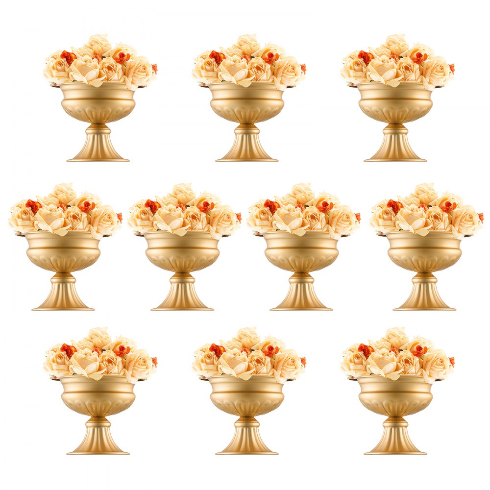 VEVOR 10PCS 16cm/6.3” Wedding Flower Vase Metal Gold Floral Stand for Table 
