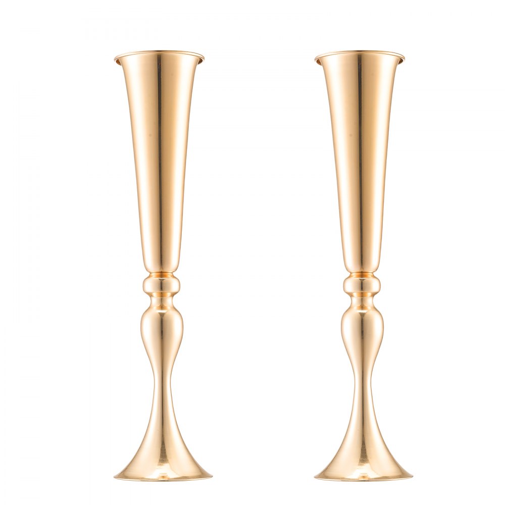 VEVOR 2PCS 56cm/22.05” Tall Wedding Flower Vase Metal Gold Trumpet for Tables 