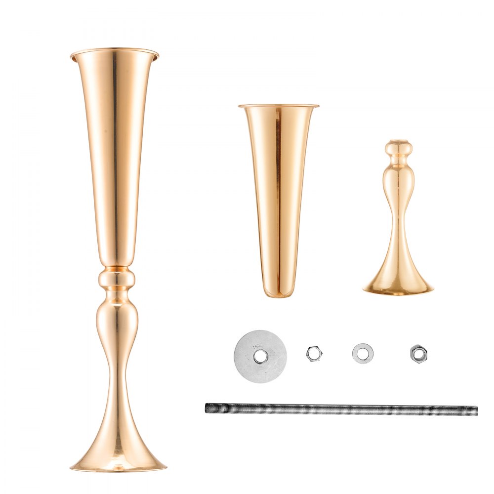 VEVOR 2PCS 56cm/22.05” Tall Wedding Flower Vase Metal Gold Trumpet for Tables 