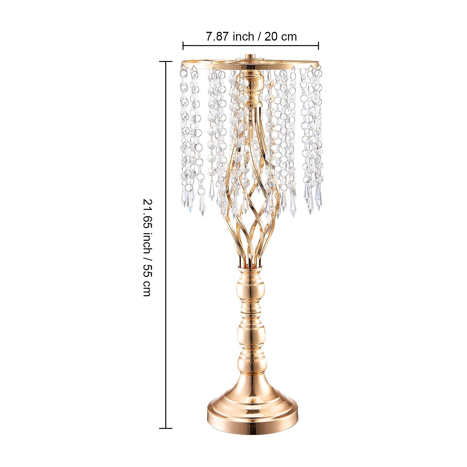 VEVOR 10PCS 55cm/21.65” Tall Crystal Wedding Flower Stand Vase for Party Decor 