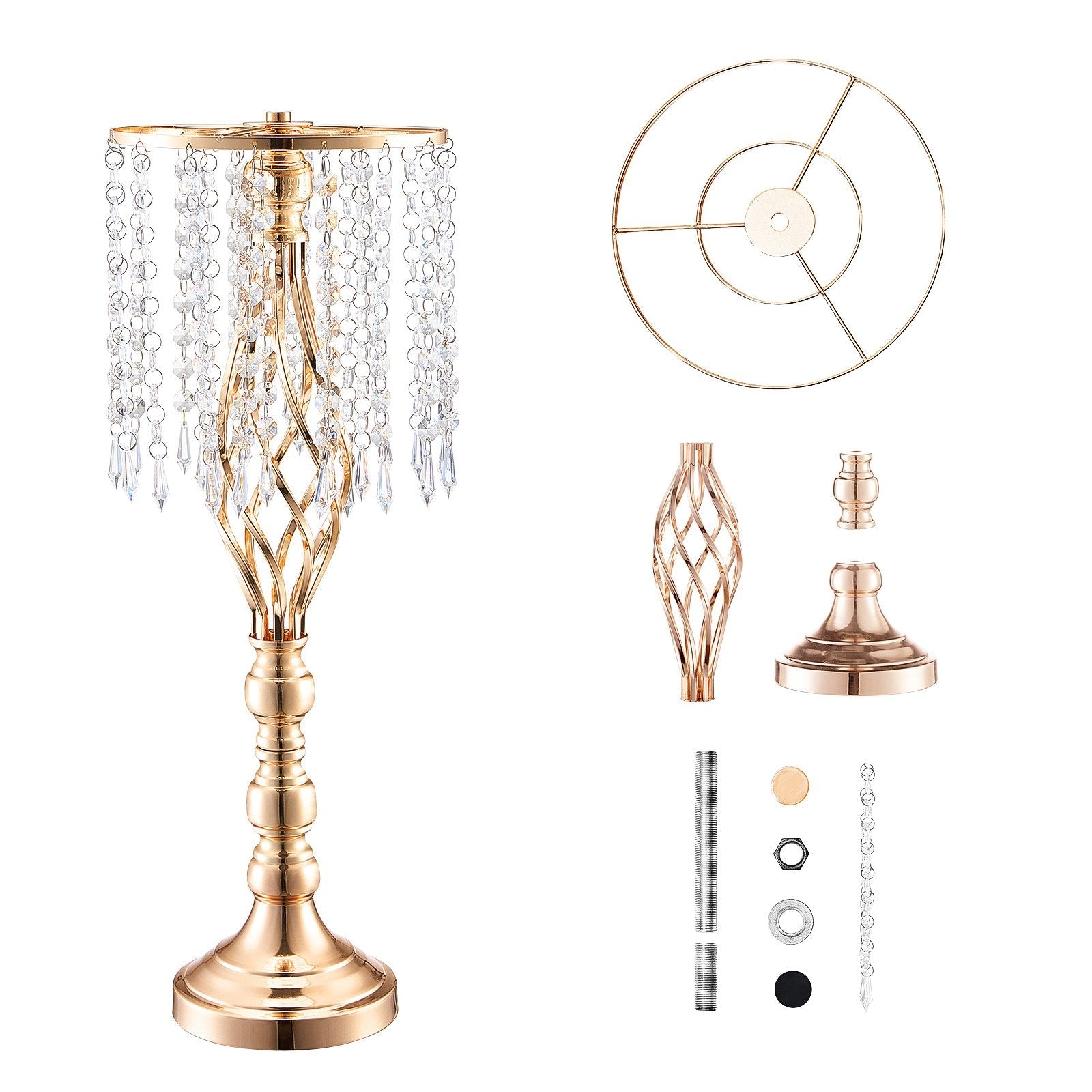 VEVOR 10PCS 55cm/21.65” Tall Crystal Wedding Flower Stand Vase for Party Decor 