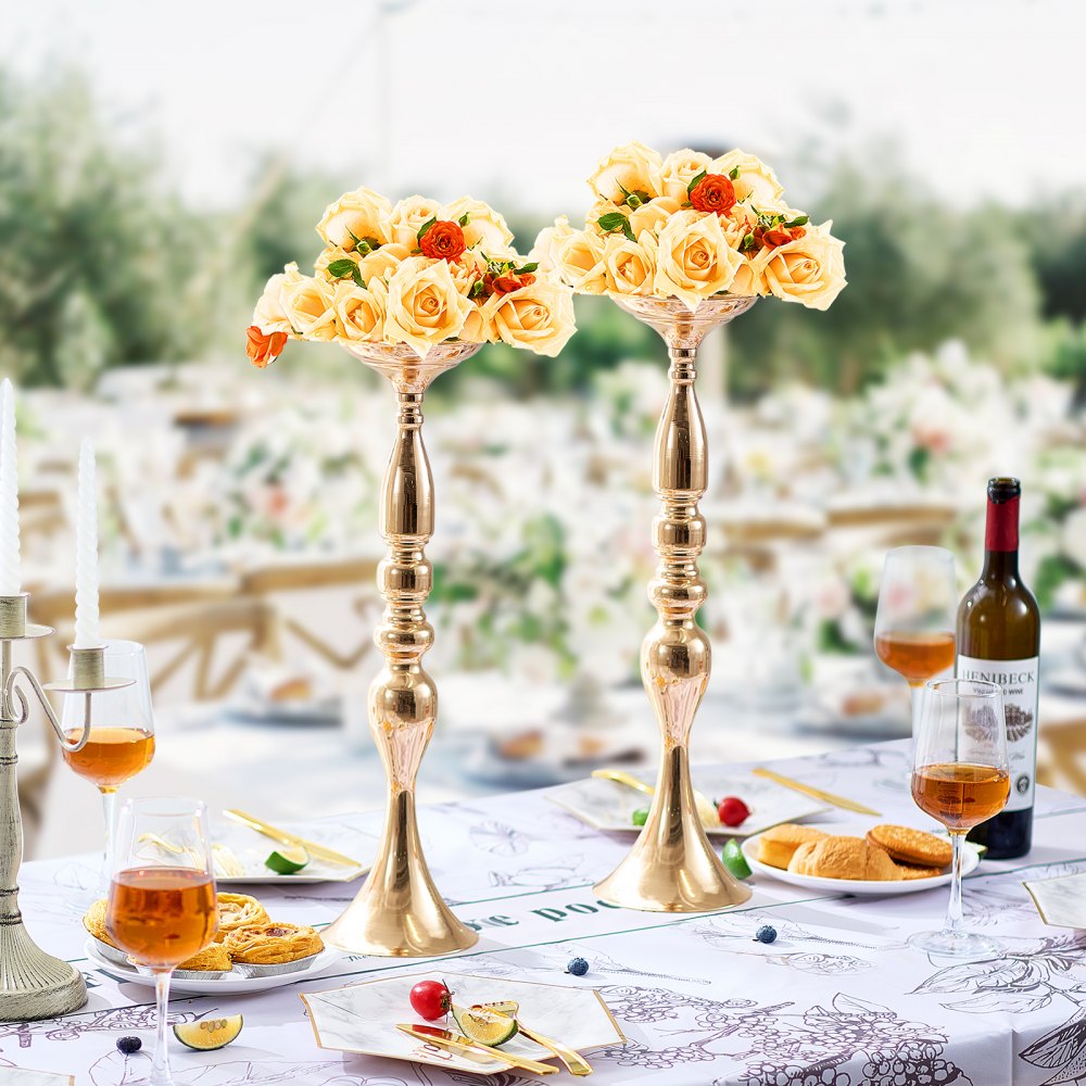 VEVOR 24PCS 50cm/19.7” Wedding Flower Vase Metal Gold Floral Stand for Table 