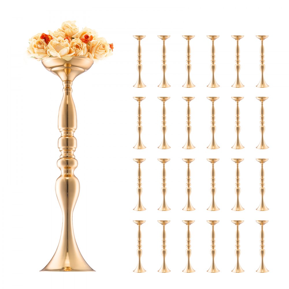 VEVOR 24PCS 50cm/19.7” Wedding Flower Vase Metal Gold Floral Stand for Table 