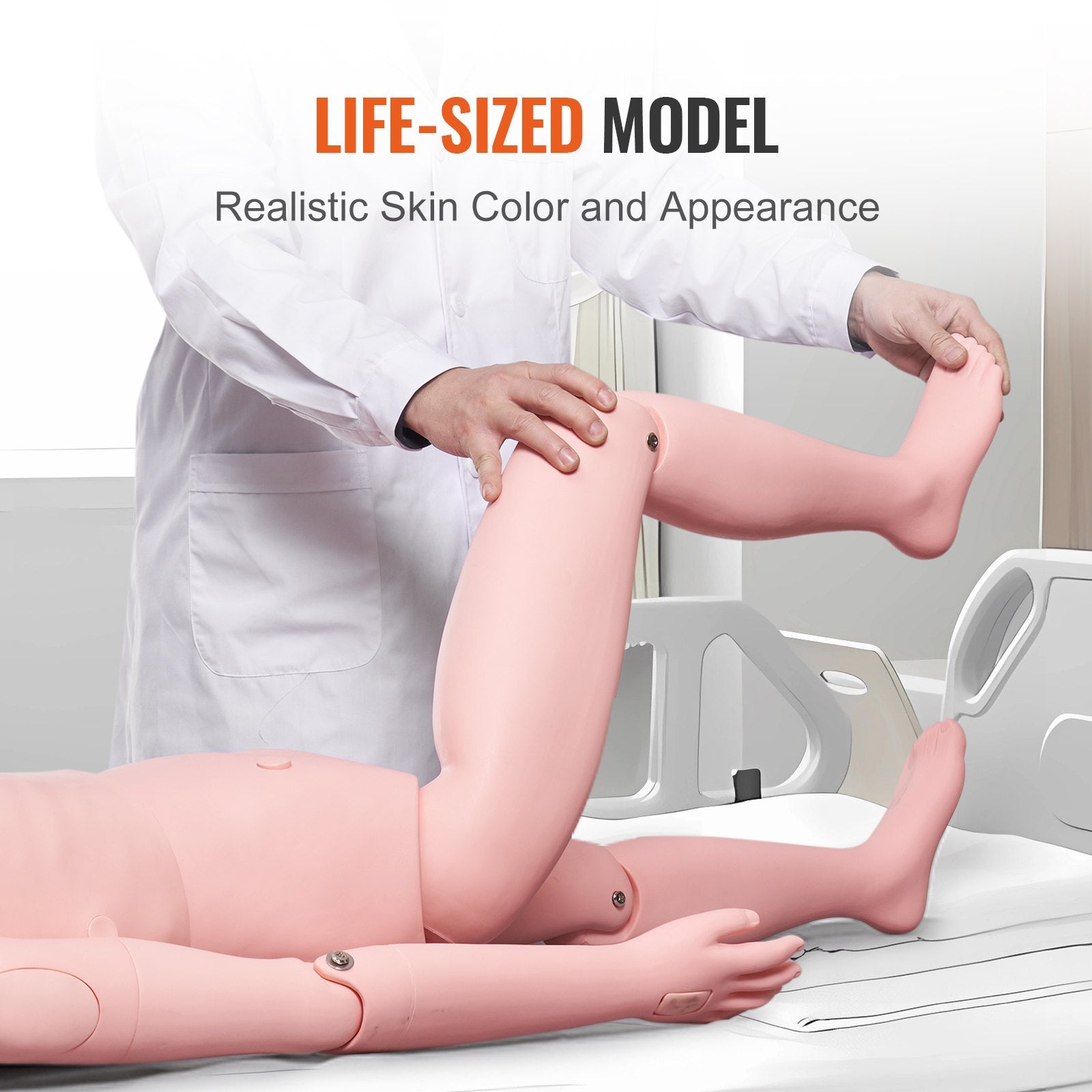 VEVOR Nursing Training Manikin, Male Life Size Demonstration Human Manikin for Nursing Training, Multifunctional Education Teaching Model Supplies, PVC Anatomical Mannequin Body Care Simulator Model 