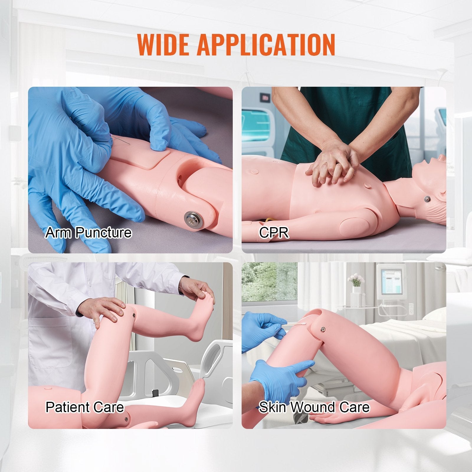 VEVOR Nursing Training Manikin, Male Life Size Demonstration Human Manikin for Nursing Training, Multifunctional Education Teaching Model Supplies, PVC Anatomical Mannequin Body Care Simulator Model 
