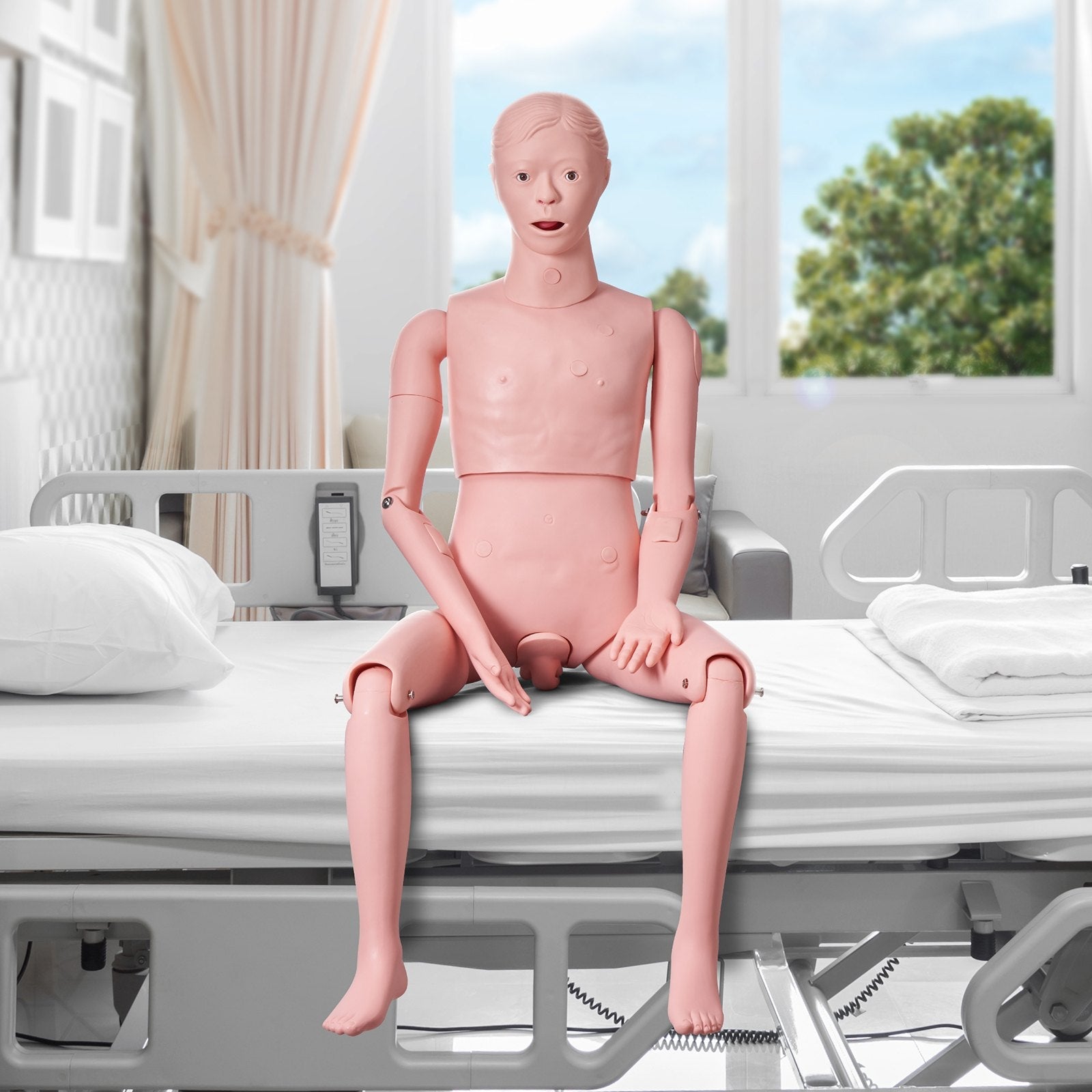 VEVOR Nursing Training Manikin, Male Life Size Demonstration Human Manikin for Nursing Training, Multifunctional Education Teaching Model Supplies, PVC Anatomical Mannequin Body Care Simulator Model 