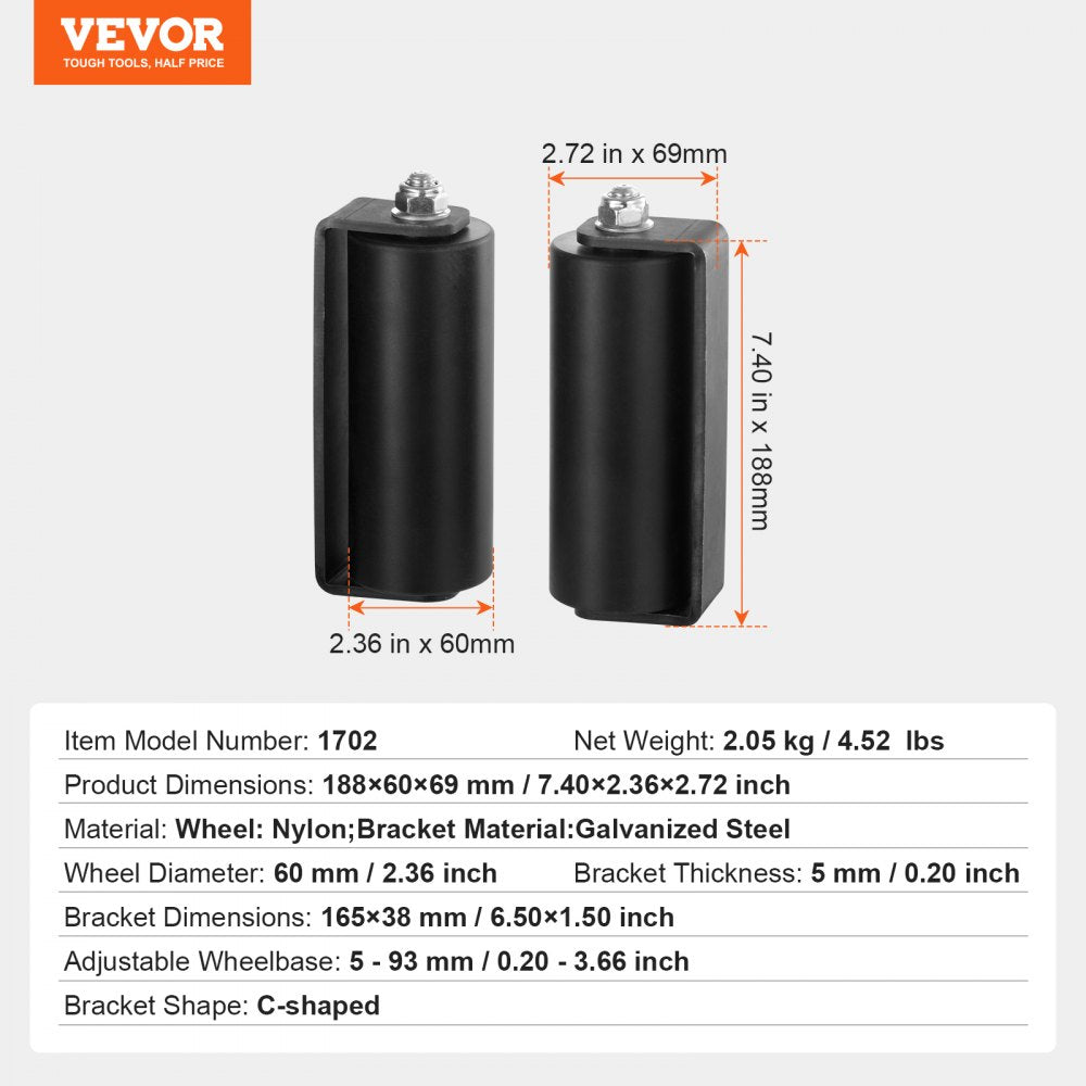 VEVOR Sliding Gate Kit 6” Rolling Hardware C-type Bracket for Connect Tracks 