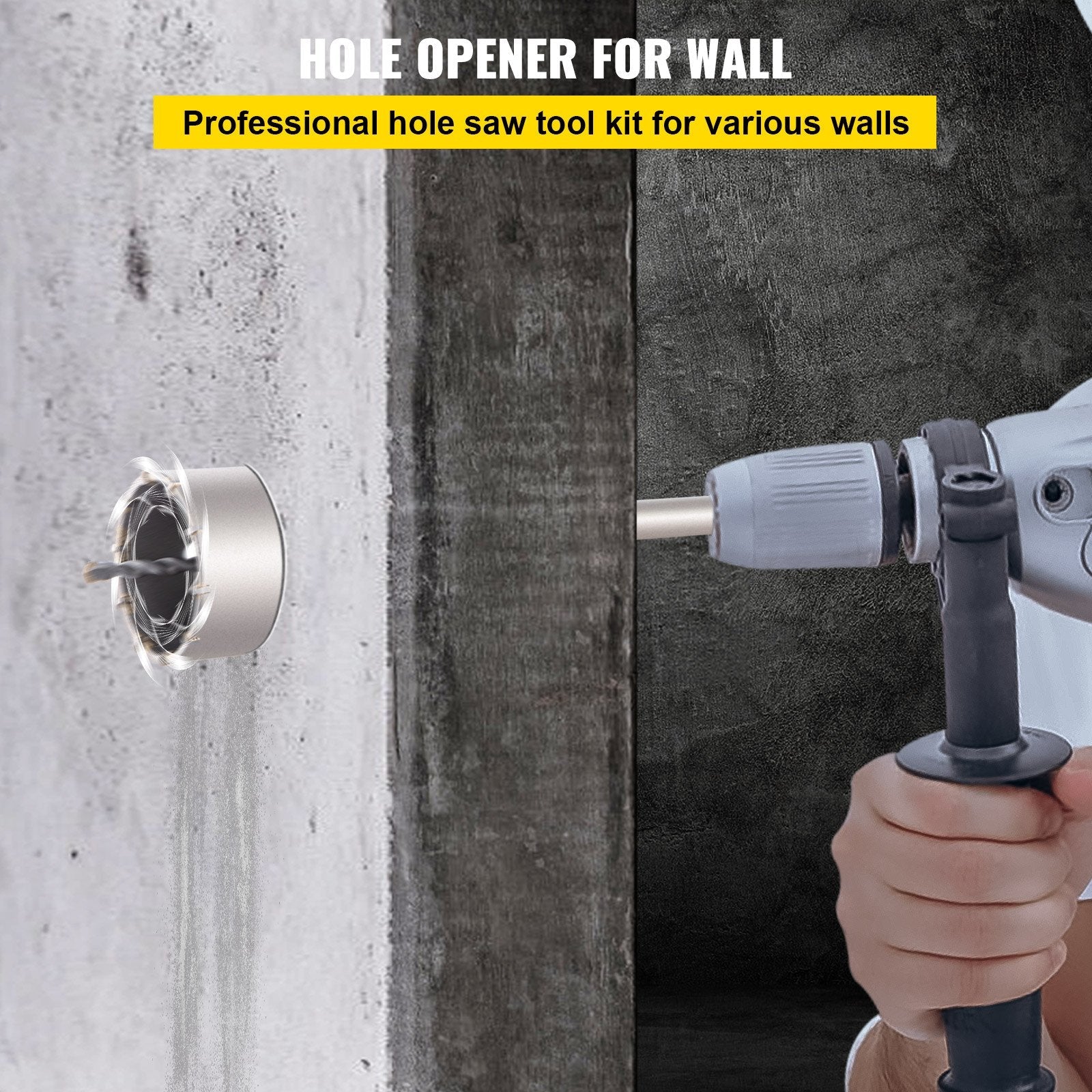 VEVOR Concrete Hole Saw Kit, 30/40/65/80/100mm Drill Bit Set SDS Plus or SDS Max Shank Wall Hole Cutter with 11.8"/300 mm Connecting Rod for Brick, Concrete, Cement, Stone Wall, Masonry, Tile 