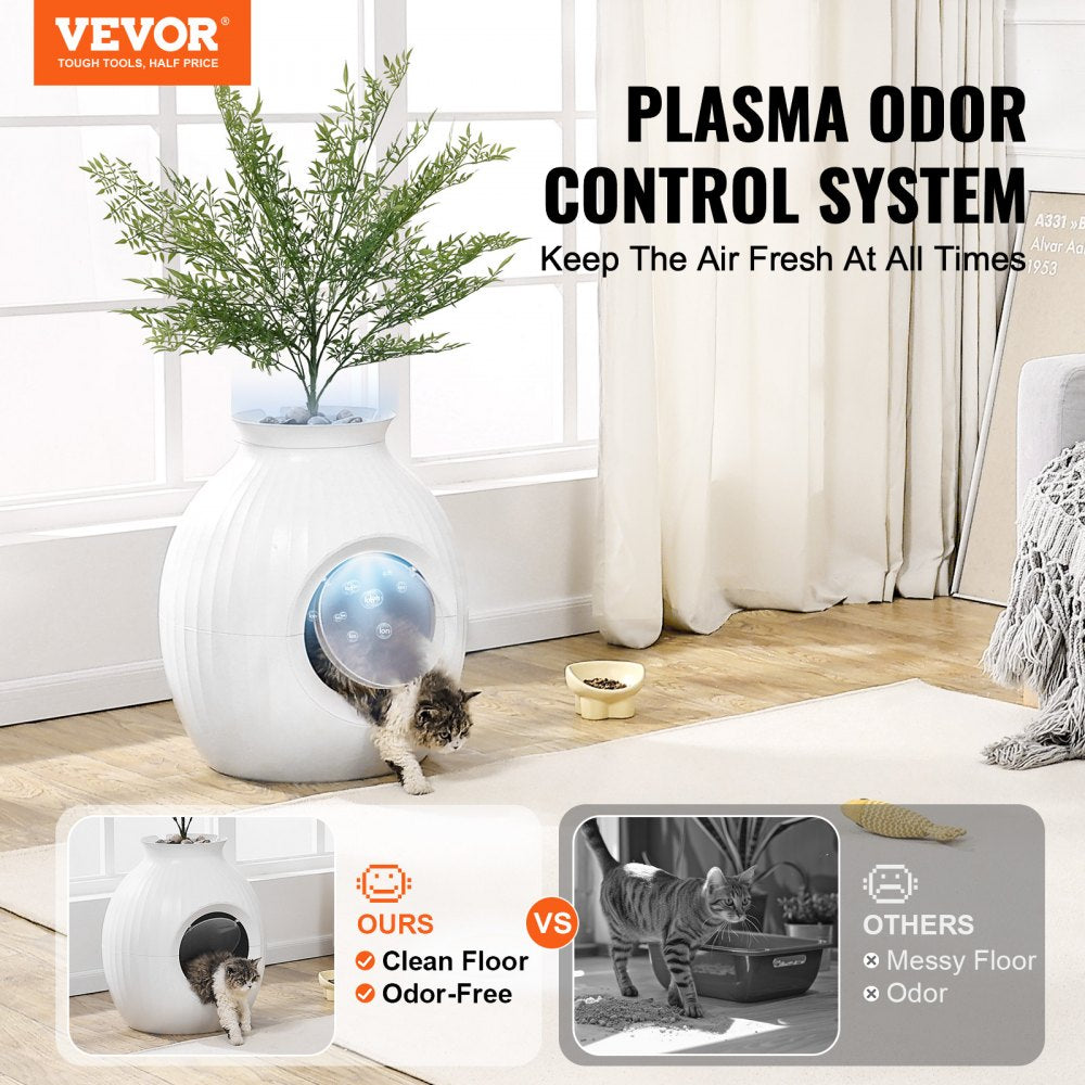 VEVOR Odor-Free Plant Cat Litter Box Hidden Cat Litter Box with Artificial Plant 