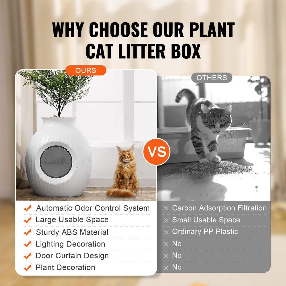 VEVOR Odor-Free Plant Cat Litter Box Hidden Cat Litter Box with Artificial Plant 