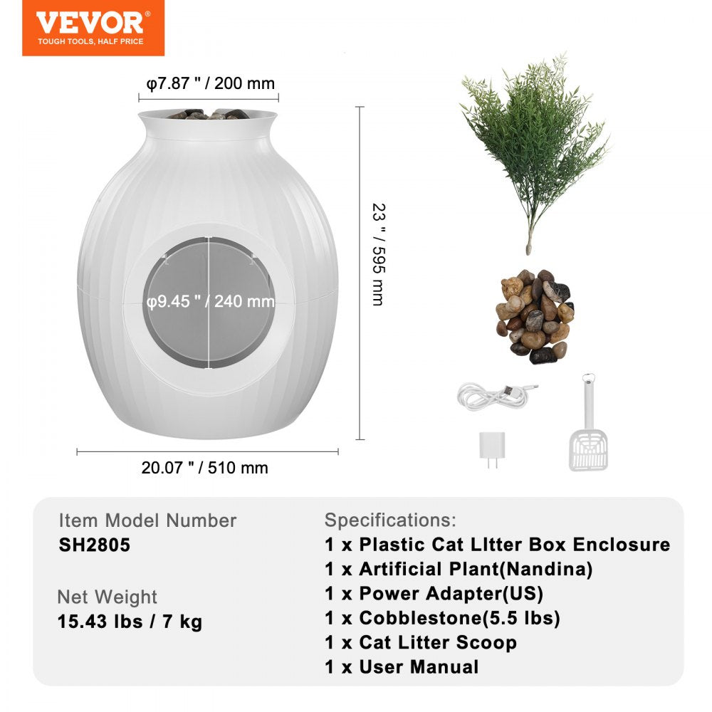 VEVOR Odor-Free Plant Cat Litter Box Hidden Cat Litter Box with Artificial Plant 