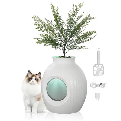 VEVOR Odor-Free Plant Cat Litter Box Hidden Cat Litter Box with Artificial Plant 