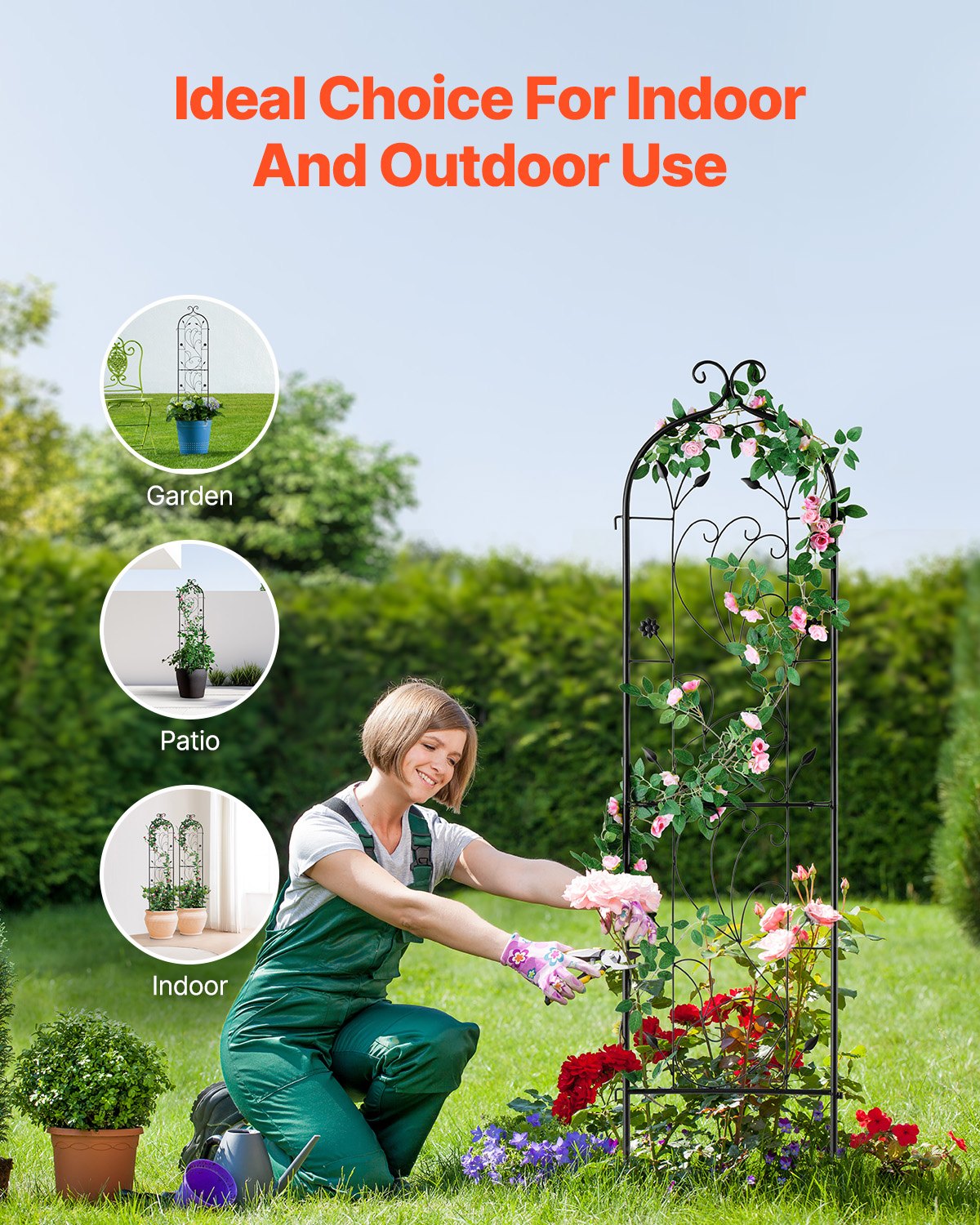 VEVOR 2 Packs Metal Garden Trellis for Climbing Plant Support 60x15 in Rustproof 