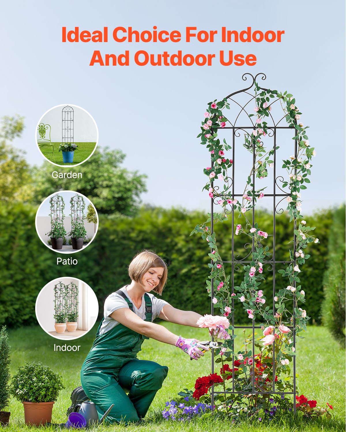 VEVOR 2 Packs Metal Garden Trellis for Climbing Plant Support 87x20 in Rustproof 