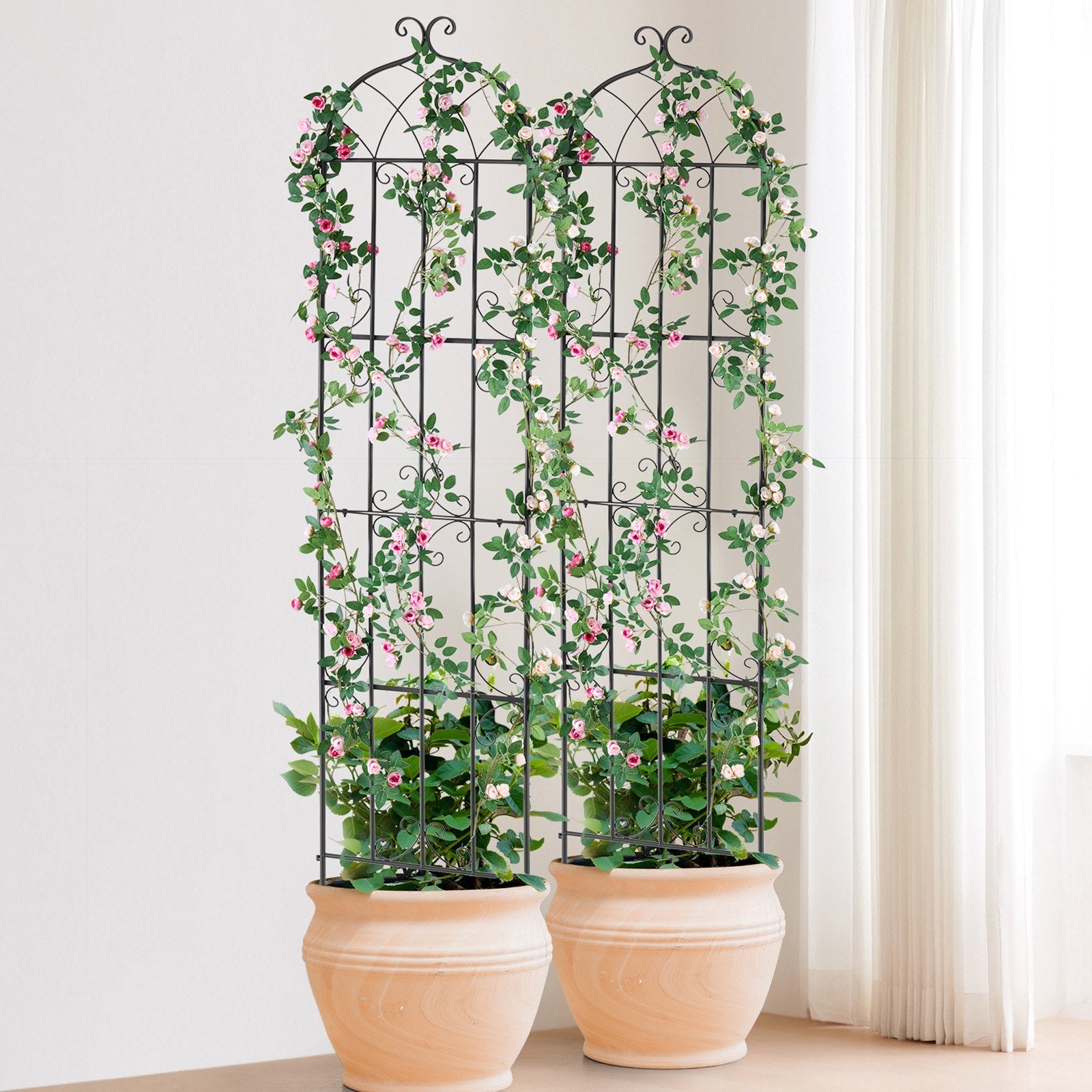 VEVOR 2 Packs Metal Garden Trellis for Climbing Plant Support 87x20 in Rustproof 