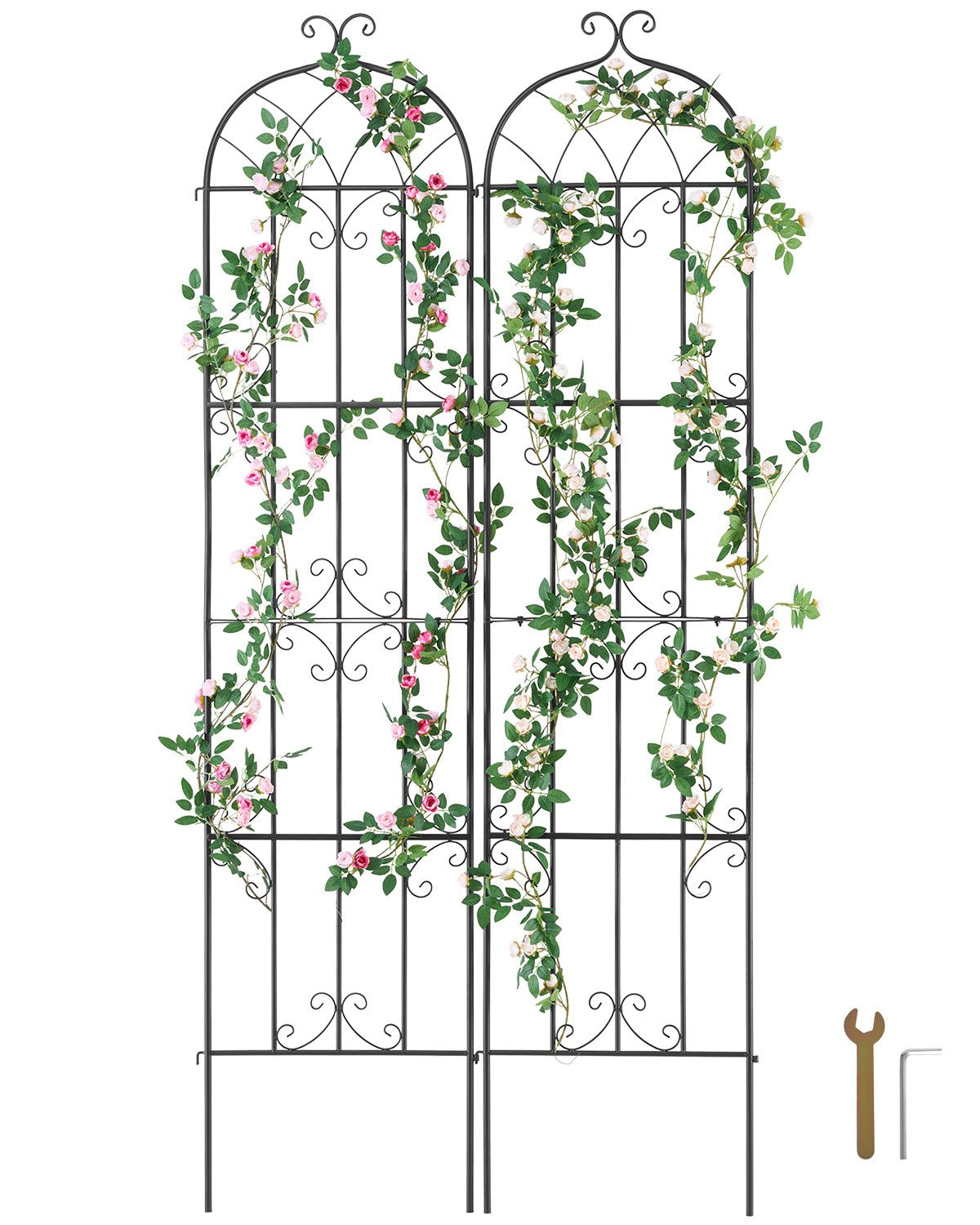 VEVOR 2 Packs Metal Garden Trellis for Climbing Plant Support 87x20 in Rustproof 