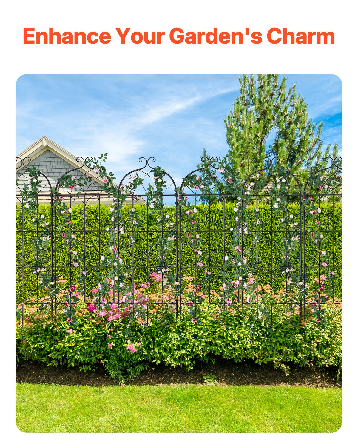 VEVOR 4 Packs Metal Garden Trellis for Climbing Plant Support 71x20 in Rustproof 