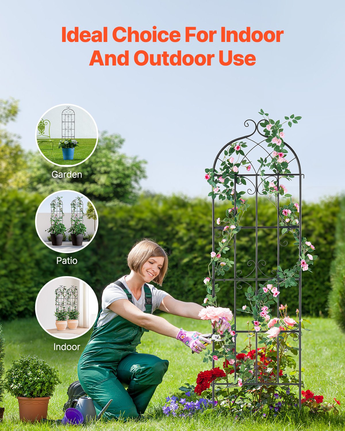 VEVOR 4 Packs Metal Garden Trellis for Climbing Plant Support 71x20 in Rustproof 