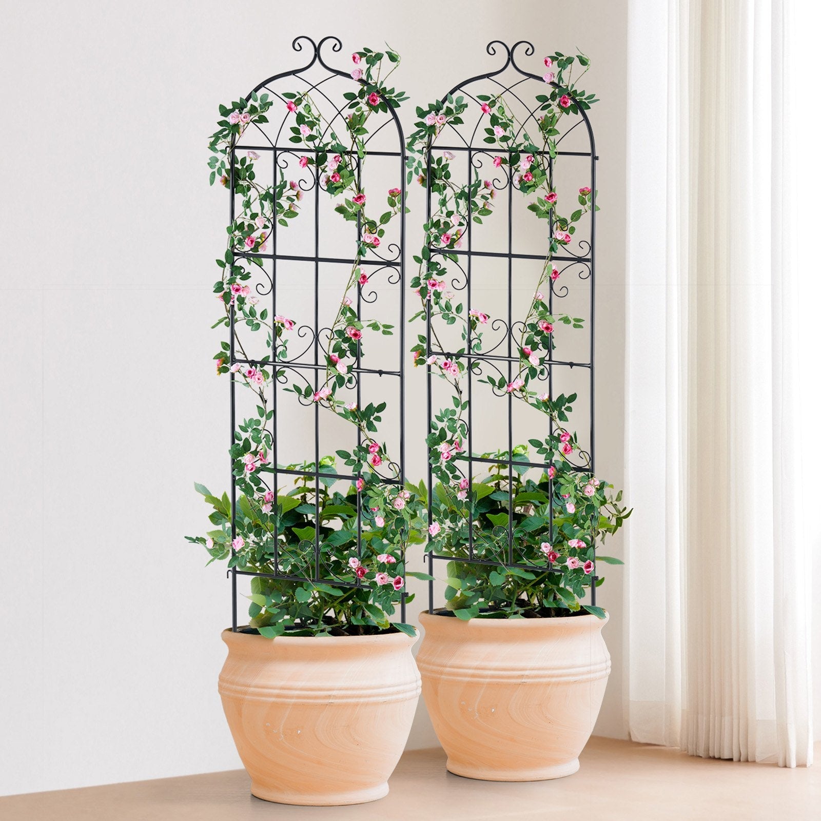 VEVOR 4 Packs Metal Garden Trellis for Climbing Plant Support 71x20 in Rustproof 