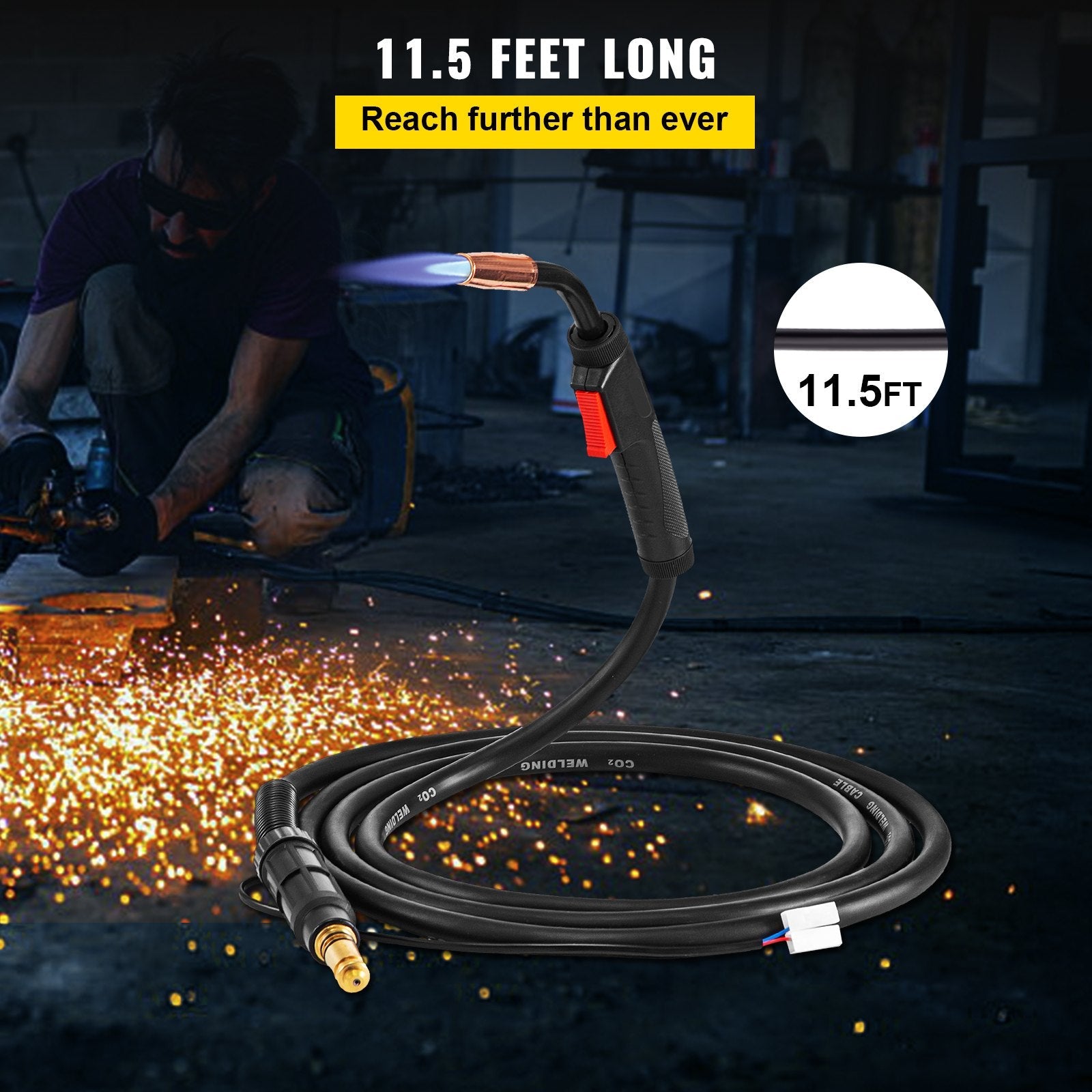 VEVOR 150Amp 11.5Ft Mig Welding Gun fit for Lincoln Welding Torch Stinger Replacement fit for Lincoln Magnum 100L (K530-5) fit 0.025 to 0.45 Inch Wire 